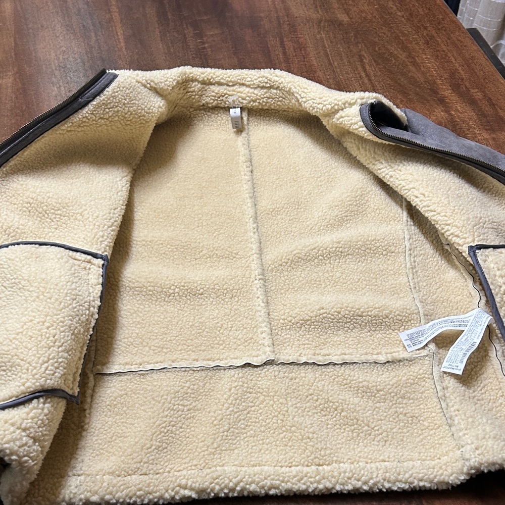 Zara gray with Cream Shearling Jacket - Picture 11 of 12